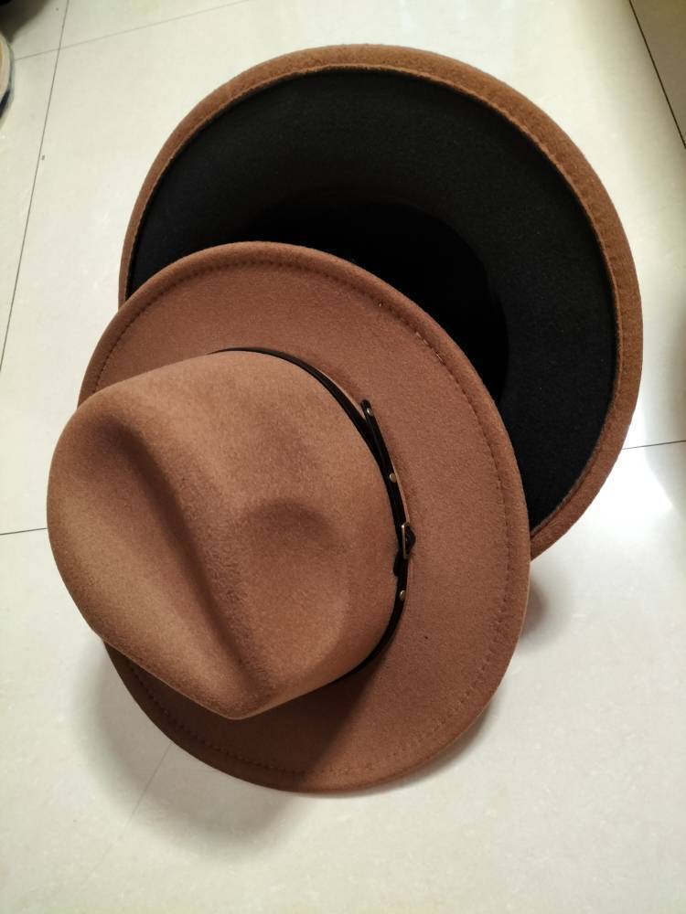 Woolen Fedora Flat Brim Jazz Hat