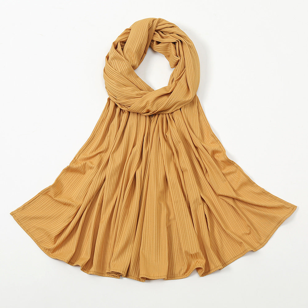 Striped Cotton Knit Scarf for Women