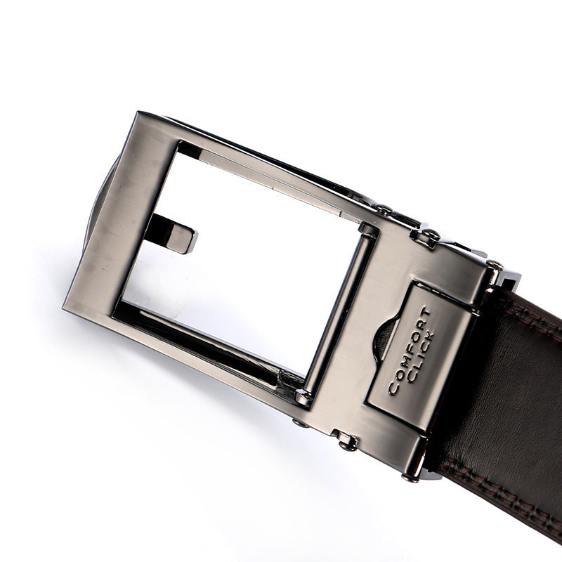 Ceinture habillée en cuir de vache à boucle automatique pour homme