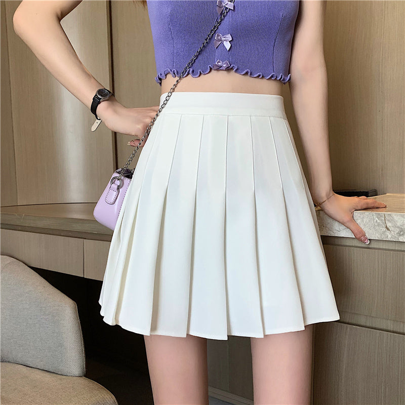 Plaid Pleated High Waist Slim Skirt