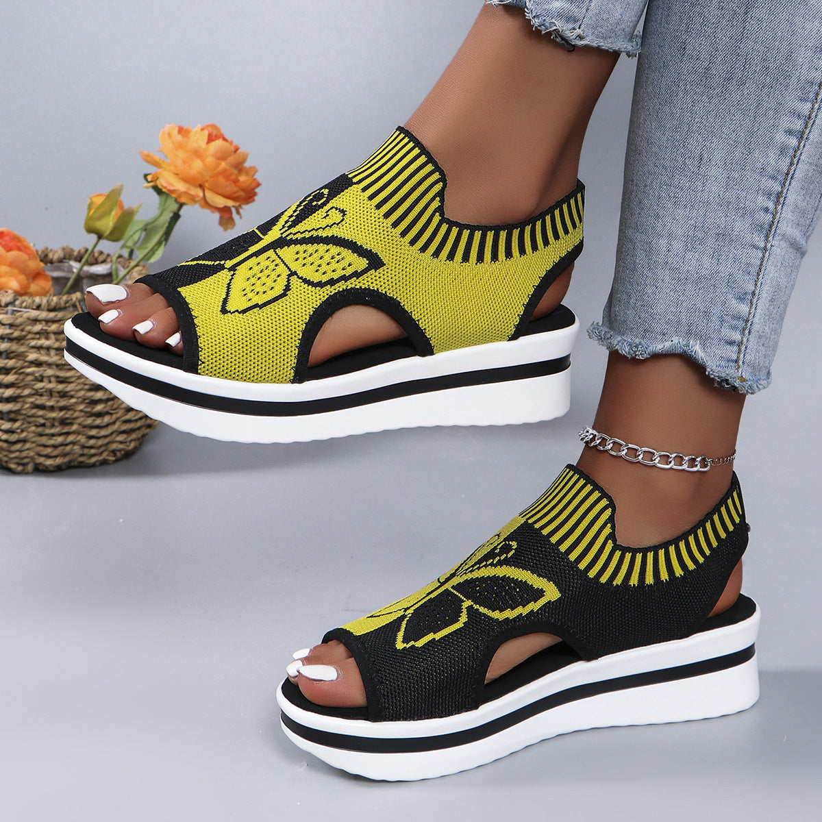 Butterfly Print Sports Sandals Women