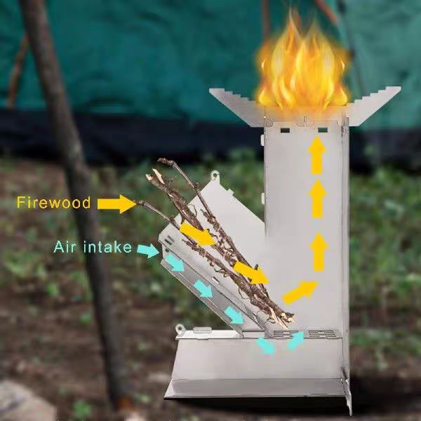 Tragbarer, faltbarer Raketenofen für Camping
