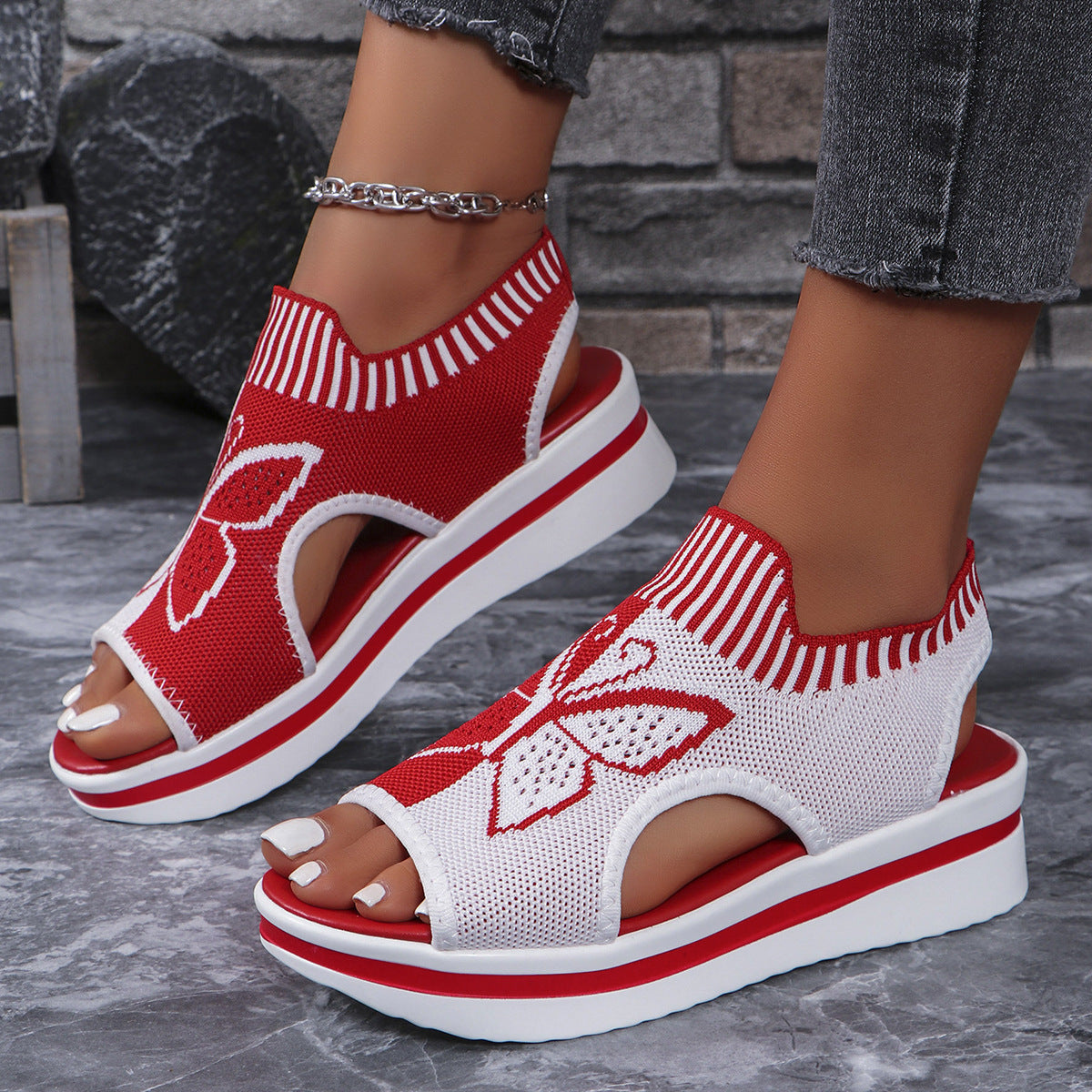 Butterfly Print Sports Sandals Women