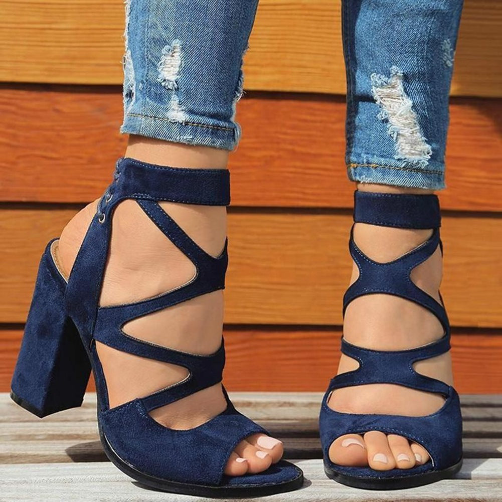 Thick Heel Fish Mouth Sandals Women