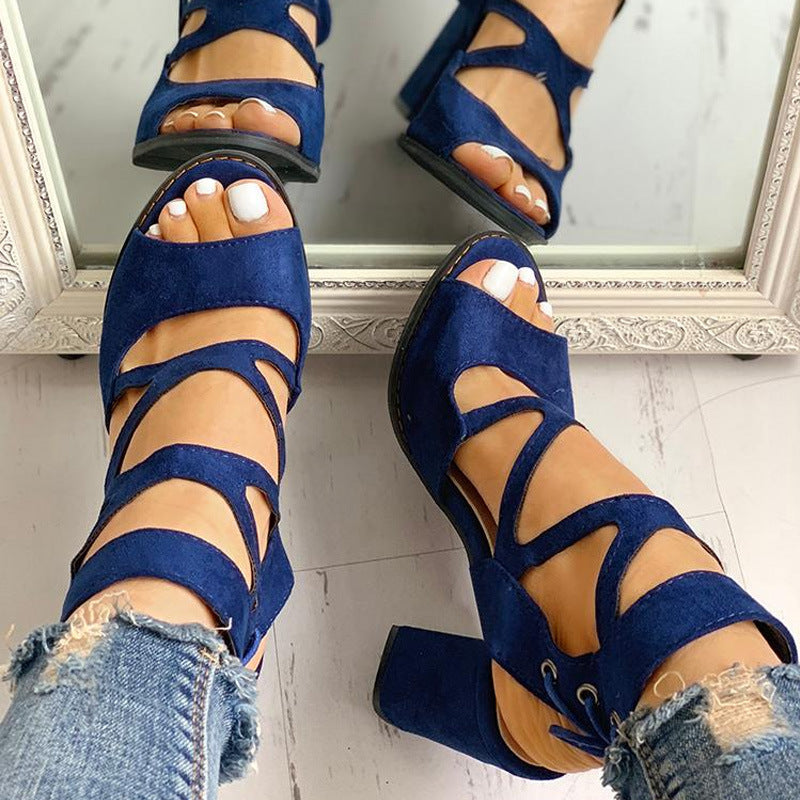 Thick Heel Fish Mouth Sandals Women
