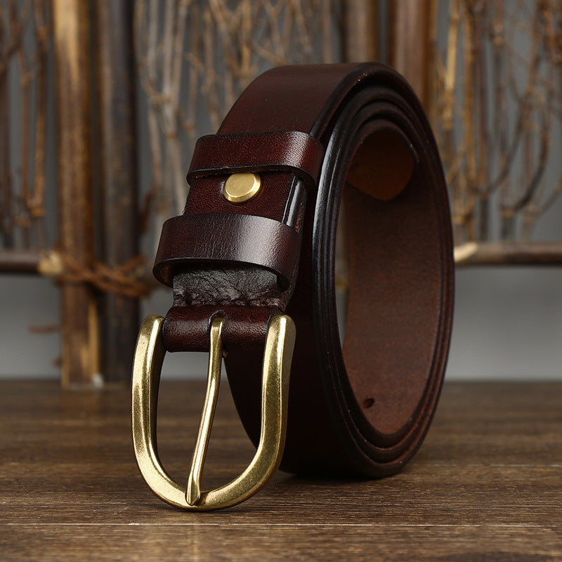 Retro Copper Buckle Belt for Men 3.3CM
