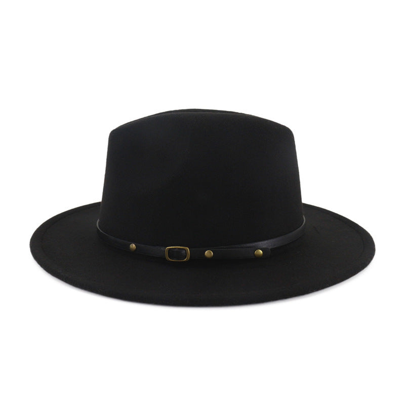 Woolen Fedora Flat Brim Jazz Hat