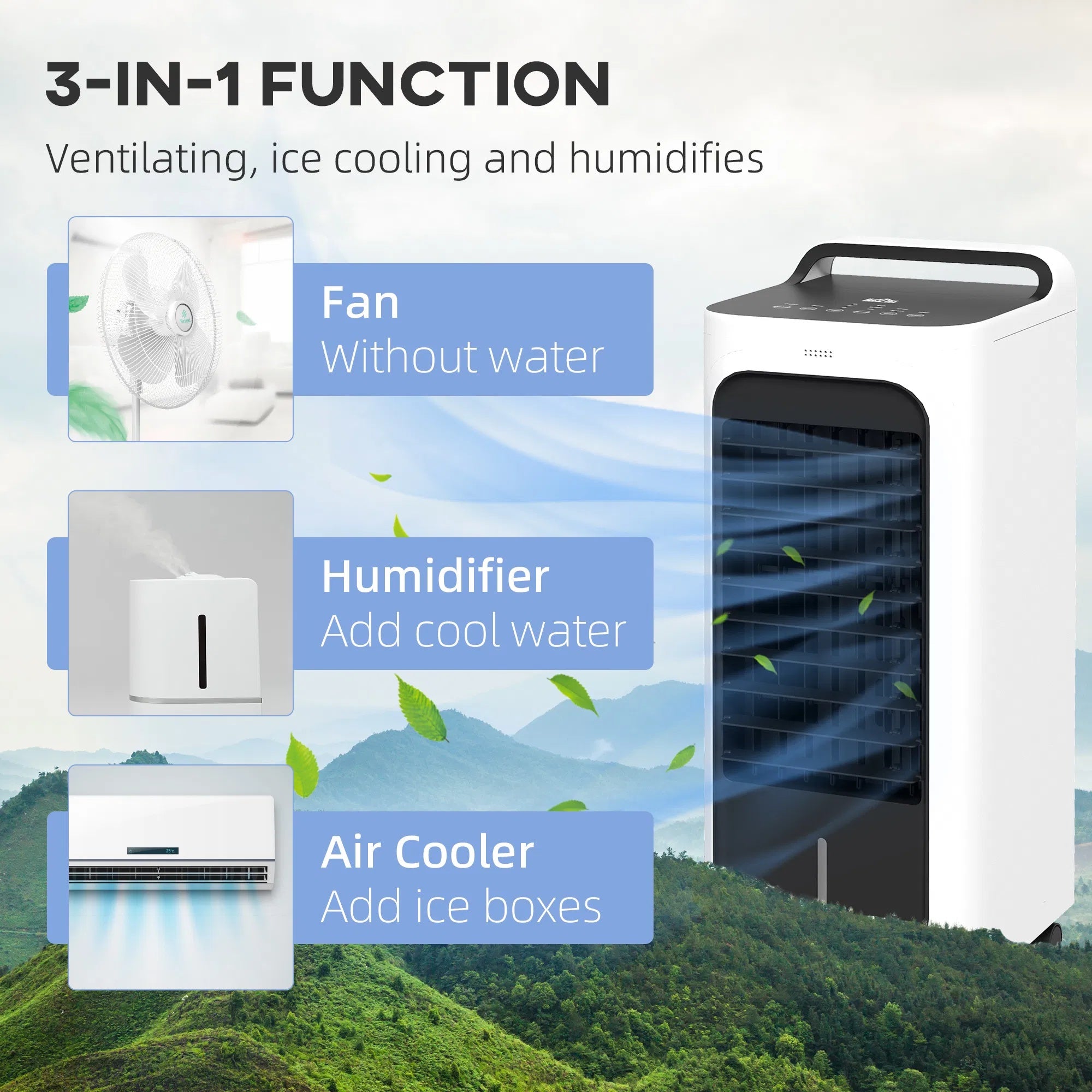 HOMCOM 3-in-1 Evaporative Ice Cooler