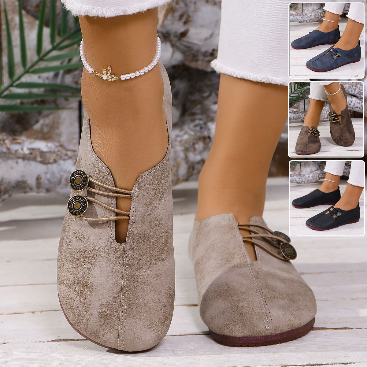 Women’s Square Toe Slip-On Flat Sandals