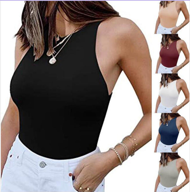Sleeveless Halter Neck Bodysuit Top
