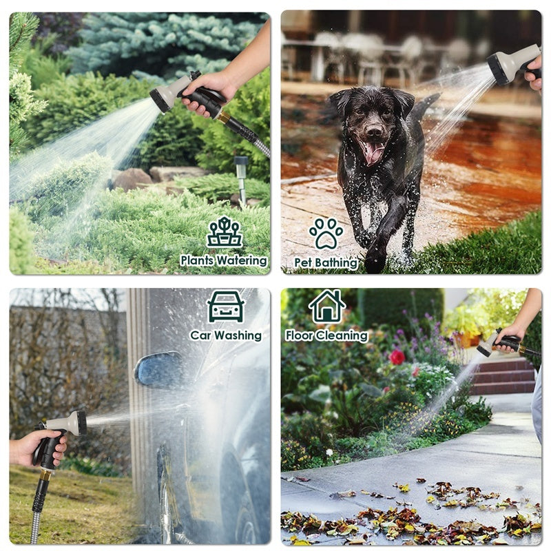 100FT Metal Garden Hose with Spray Nozzle