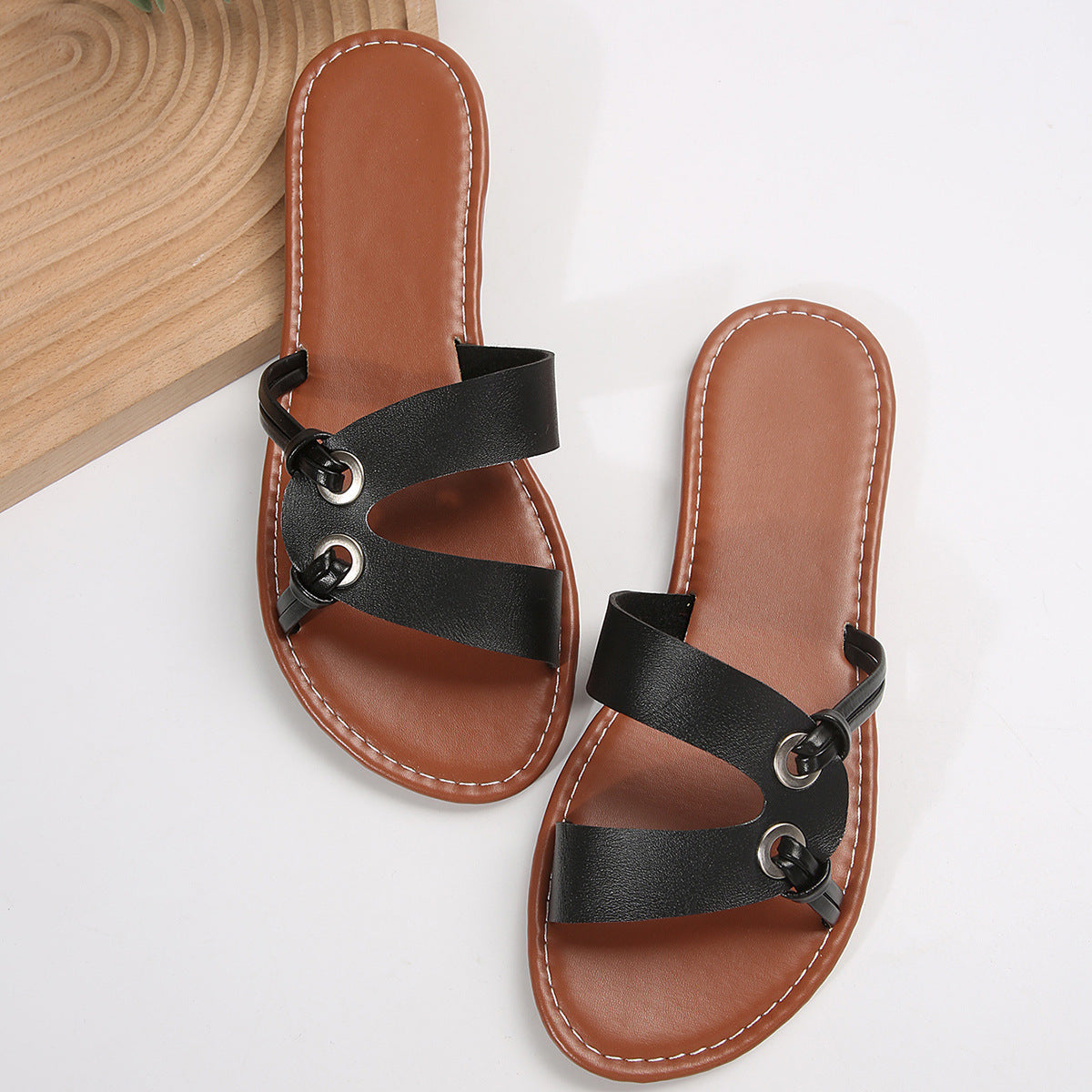 Round Toe Flat Non-Slip Summer Slides