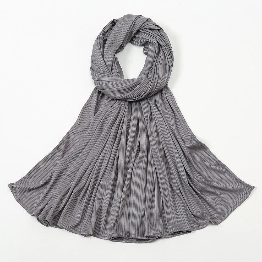 Striped Cotton Knit Scarf for Women