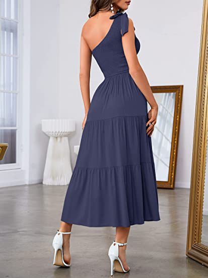 One-Shoulder Plissiertes Sommerkleid