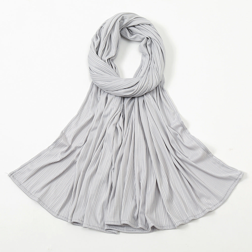 Striped Cotton Knit Scarf for Women