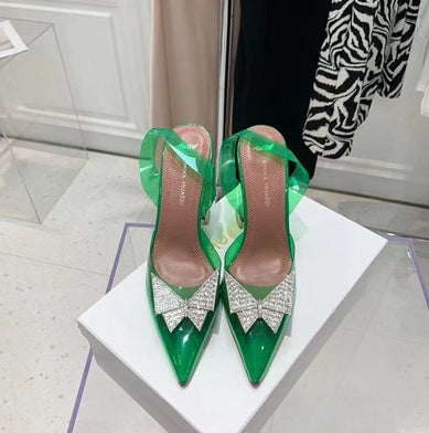 Transparent PVC Bow Pointed Toe Sandals