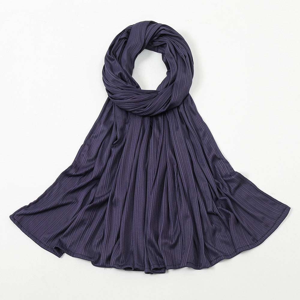 Striped Cotton Knit Scarf for Women