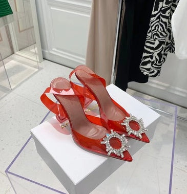 Transparent PVC Bow Pointed Toe Sandals